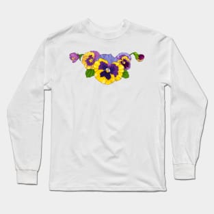 purple pansy flowers Long Sleeve T-Shirt